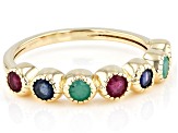 Green Zambian Emerald 18k Yellow Gold Over Sterling Silver Band Ring 0.84ctw