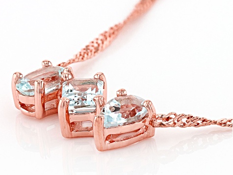Blue Aquamarine 18k Rose Gold Over Sterling Silver Ring with Necklace Set 2.18ctw