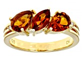 Orange Madeira Citrine 18k Yellow Gold Over Sterling Silver 3-Stone Ring 1.18ctw