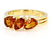 Orange Madeira Citrine 18k Yellow Gold Over Sterling Silver 3-Stone Ring 1.18ctw
