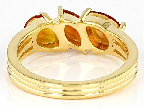 Orange Madeira Citrine 18k Yellow Gold Over Sterling Silver 3-Stone Ring 1.18ctw