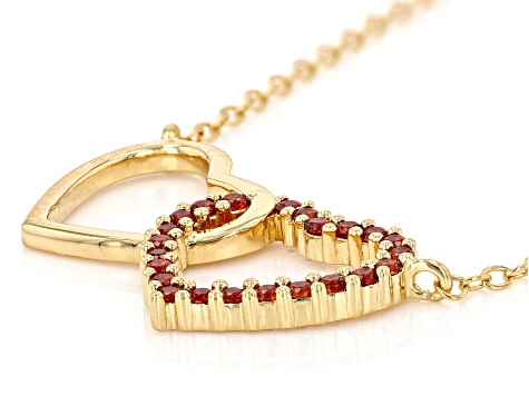 Red Garnet 18k Yellow Gold Over Sterling Silver Heart Necklace 0.22ctw