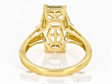 Elongated Hexagon Prasiolite 18k Yellow Gold Over Sterling Silver Ring 3.72ctw