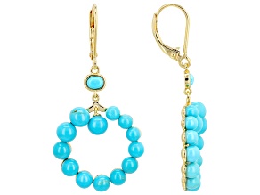 Blue Turquoise 18k Yellow Gold Over Sterling Silver Earrings