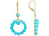 Blue Turquoise 18k Yellow Gold Over Sterling Silver Earrings