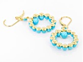 Blue Turquoise 18k Yellow Gold Over Sterling Silver Earrings