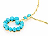 Blue Kingman Turquoise 18k Yellow Gold Over Sterling Silver Pendant With Chain