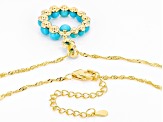 Blue Kingman Turquoise 18k Yellow Gold Over Sterling Silver Pendant With Chain