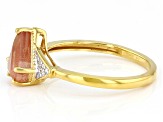 Shield Sunstone 18k Yellow Gold Over Silver Ring 1.31ctw