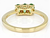 Green Tsavorite 18k Yellow Gold Over Sterling Silver 3-Stone Ring 0.55ctw