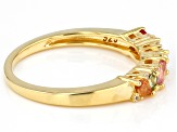 Multi-Color Sapphire 18k Yellow Gold Over Sterling Silver Band Ring 0.60ctw