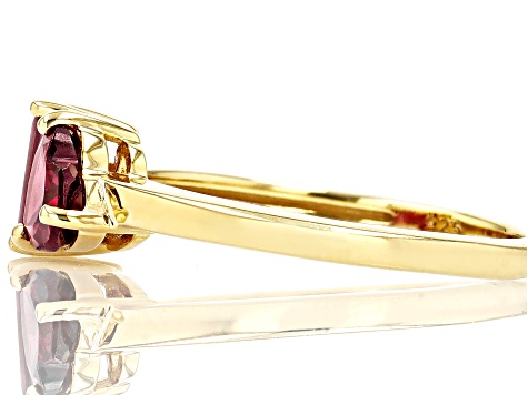 Raspberry Rhodolite 18k Yellow Gold Over Sterling Silver Two-Stone Ring 1.17ctw