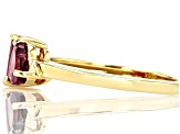 Raspberry Rhodolite 18k Yellow Gold Over Sterling Silver Two-Stone Ring 1.17ctw