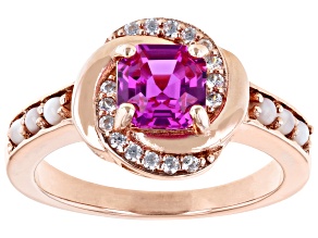 Pink Lab Created Sapphire 18k Rose Gold Over Silver Ring 2.58ctw