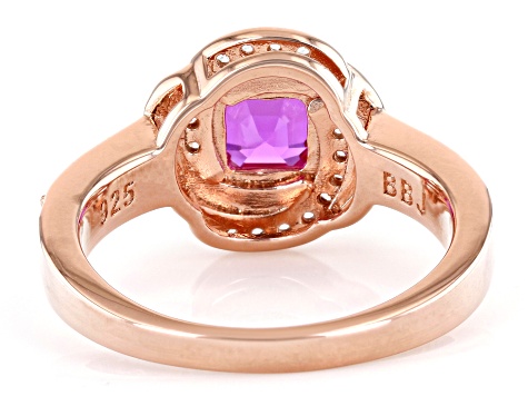 Pink Lab Created Sapphire 18k Rose Gold Over Silver Ring 2.58ctw