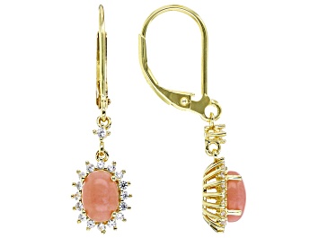 Picture of Pink Opal 18k Yellow Gold Over Sterling Silver Dangle Earrings