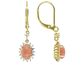 Pink Opal 18k Yellow Gold Over Sterling Silver Dangle Earrings