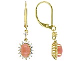 Pink Opal 18k Yellow Gold Over Sterling Silver Dangle Earrings