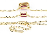 Red Lab Created Ruby 18k Yellow Gold Over Sterling Silver Double Layered Necklace 2.54ctw