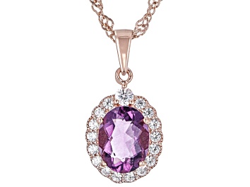 Picture of Purple Fluorite 18k Rose Gold Over Sterling Silver Pendant With Chain 2.40ctw