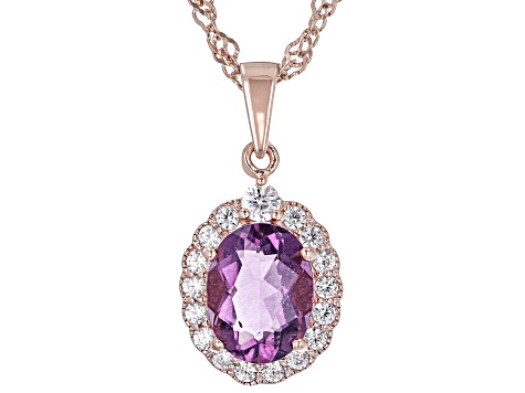 Purple Fluorite 18k Rose Gold Over Sterling Silver Pendant With Chain 2.40ctw