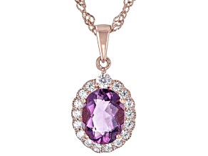 Purple Fluorite 18k Rose Gold Over Sterling Silver Pendant With Chain 2.40ctw