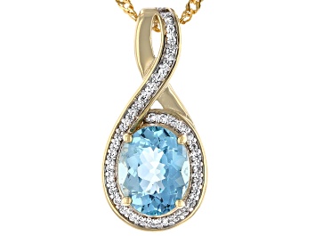 Picture of Blue Apatite And White Zircon 18k Yellow Gold Over Sterling Silver Pendant With Chain 2.89ctw