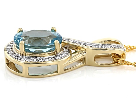 Blue Apatite And White Zircon 18k Yellow Gold Over Sterling Silver Pendant With Chain 2.89ctw