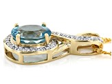 Blue Apatite And White Zircon 18k Yellow Gold Over Sterling Silver Pendant With Chain 2.89ctw