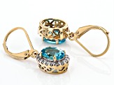 Blue Apatite And White Zircon 18k Gold Over Sterling Silver Earrings 2.99ctw