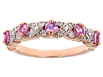 Picture of Pink Ceylon Sapphire 18k Rose Gold Over Silver Ring 0.57ctw