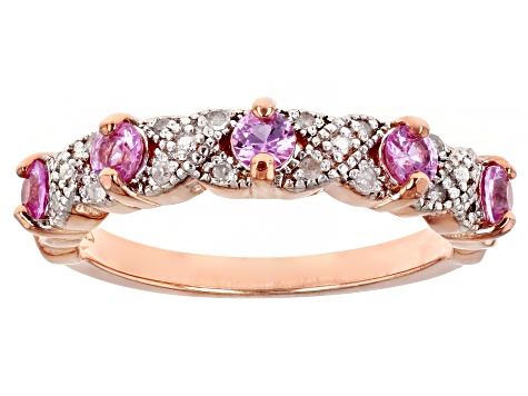 Pink Ceylon Sapphire 18k Rose Gold Over Silver Ring 0.57ctw