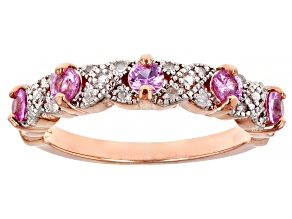 Pink Ceylon Sapphire 18k Rose Gold Over Silver Ring 0.57ctw