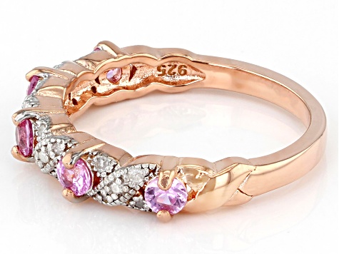 Pink Ceylon Sapphire 18k Rose Gold Over Silver Ring 0.57ctw