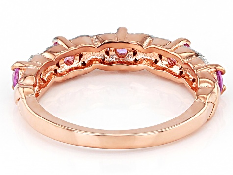 Pink Ceylon Sapphire 18k Rose Gold Over Silver Ring 0.57ctw