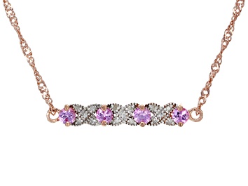 Picture of Pink Ceylon Sapphire 18k Rose Gold Over Sterling Silver Bar Necklace 0.45ctw
