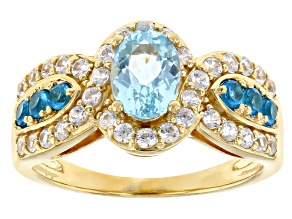 Blue Apatite 18k Yellow Gold Over Sterling Silver Ring 1.59ctw