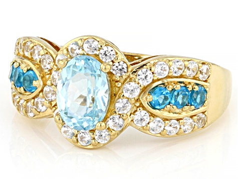 Blue Apatite 18k Yellow Gold Over Sterling Silver Ring 1.59ctw