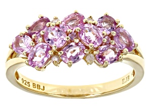 Pink Ceylon Sapphire 18K Yellow Gold Over Sterling Silver Ring 1.96ctw