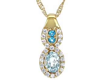Picture of Blue Apatite 18k Gold Over Silver Pendant With Chain 1.17ctw