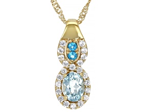 Blue Apatite 18k Gold Over Silver Pendant With Chain 1.17ctw