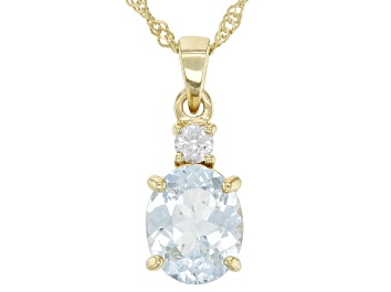 Picture of Blue Apatite 18K Yellow Gold Over Sterling Silver Pendant With 18" Chain 2.92ctw