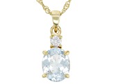 Blue Apatite 18K Yellow Gold Over Sterling Silver Pendant With 18" Chain 2.92ctw