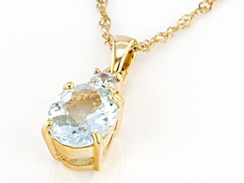 Blue Apatite 18K Yellow Gold Over Sterling Silver Pendant With 18" Chain 2.92ctw