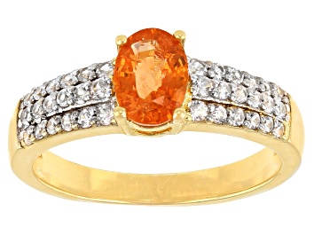 Picture of Orange Mandarin Garnet 18K Yellow Gold Over Silver Ring 1.45ctw