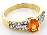 Orange Mandarin Garnet 18K Yellow Gold Over Silver Ring 1.45ctw
