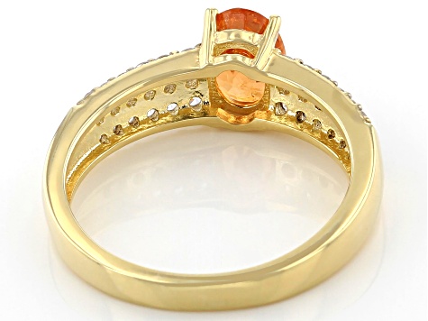 Orange Mandarin Garnet 18K Yellow Gold Over Silver Ring 1.45ctw