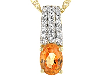 Picture of Orange Mandarin Garnet 18K Yellow Gold Over Silver Pendant With Chain 1.02ctw
