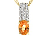 Orange Mandarin Garnet 18K Yellow Gold Over Silver Pendant With Chain 1.02ctw