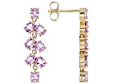Pink Ceylon Sapphire 18k Yellow Gold Over Silver Earrings 3.06ctw